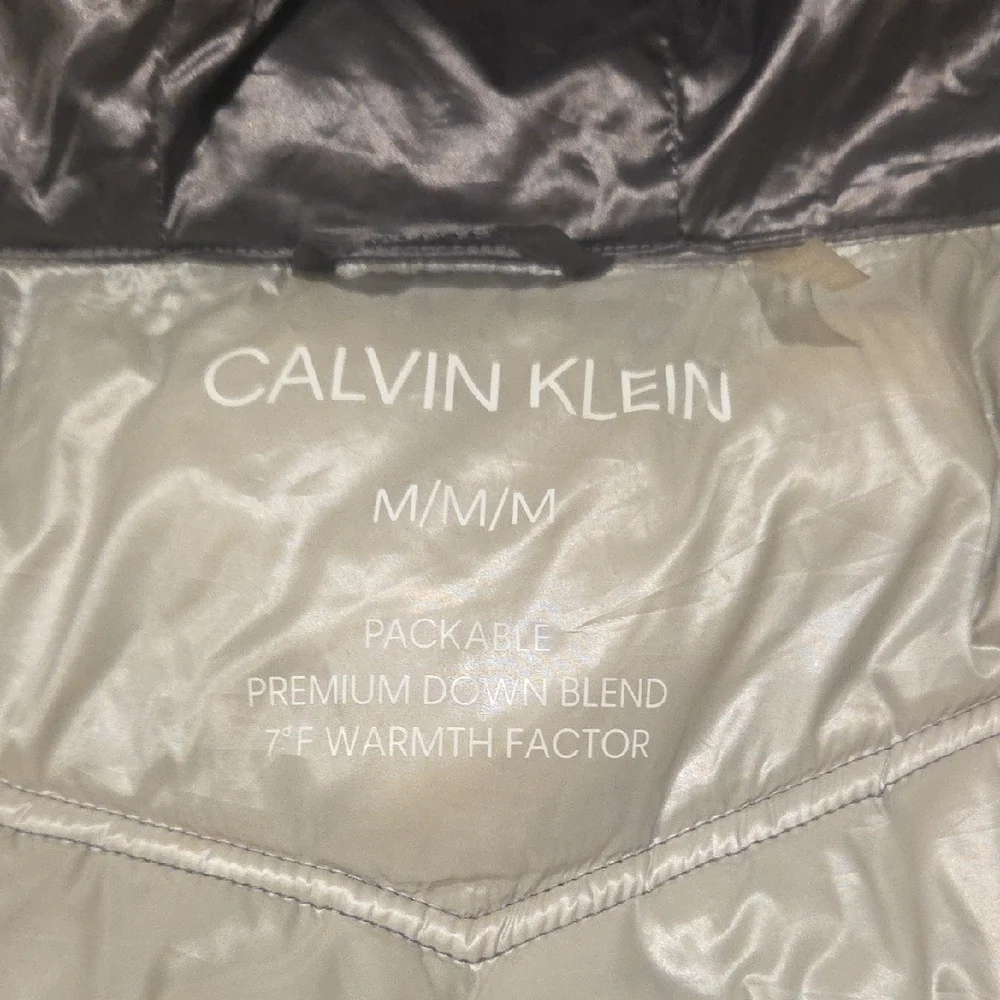 Calvin Klein Shiny Silver Puffer Coat